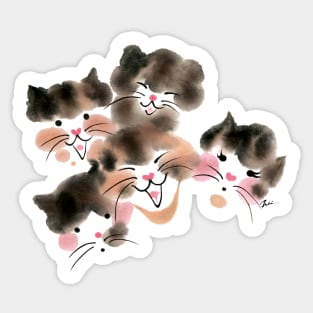 Five color cats head Sticker